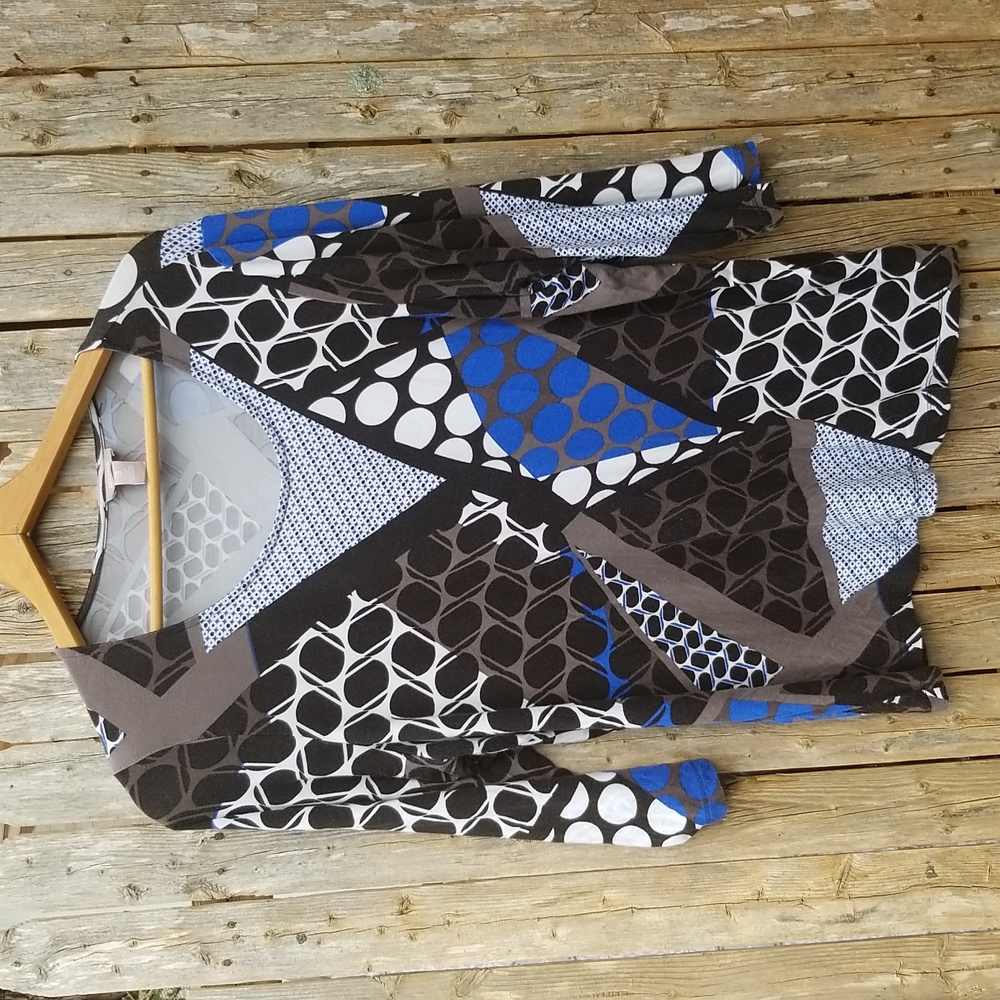 Chico's Size 3 GEOMETRIC Print 3X Top Blouse